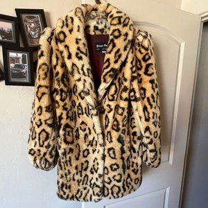 VTG Giorgio Parnucci Leopard Faux Fur Coat SZ Small